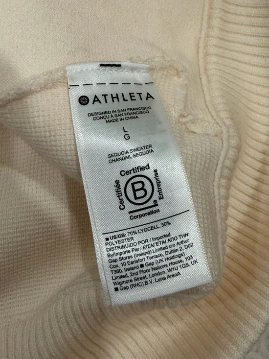 New Athleta Sequoia Sweater Jacket Cardigan Large Magnolia White Cream Full Zip - Picture 12 of 12